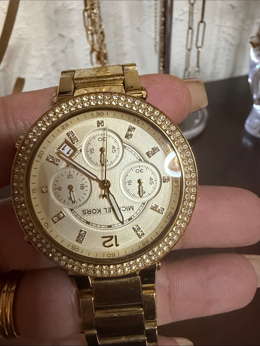 Michael Kors Gold-Tone Crystal Bezel Women's Watch